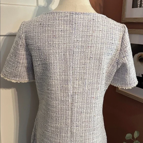 Isaac Mizrahi Boucle Tweed hip pockets lavender Cream short sleeve S Mini Dress - Picture 10 of 14